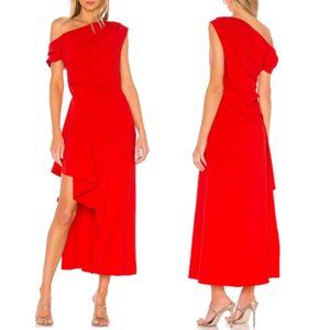 ELLIATT Pallas Revolve Small Off Shoulder Asymmetrical Dress Ruched Detail Red